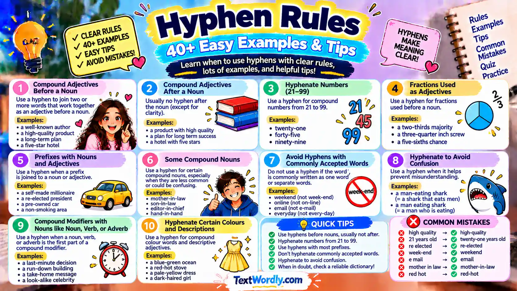 Hyphen Rules: 40+ Easy Examples & Tips