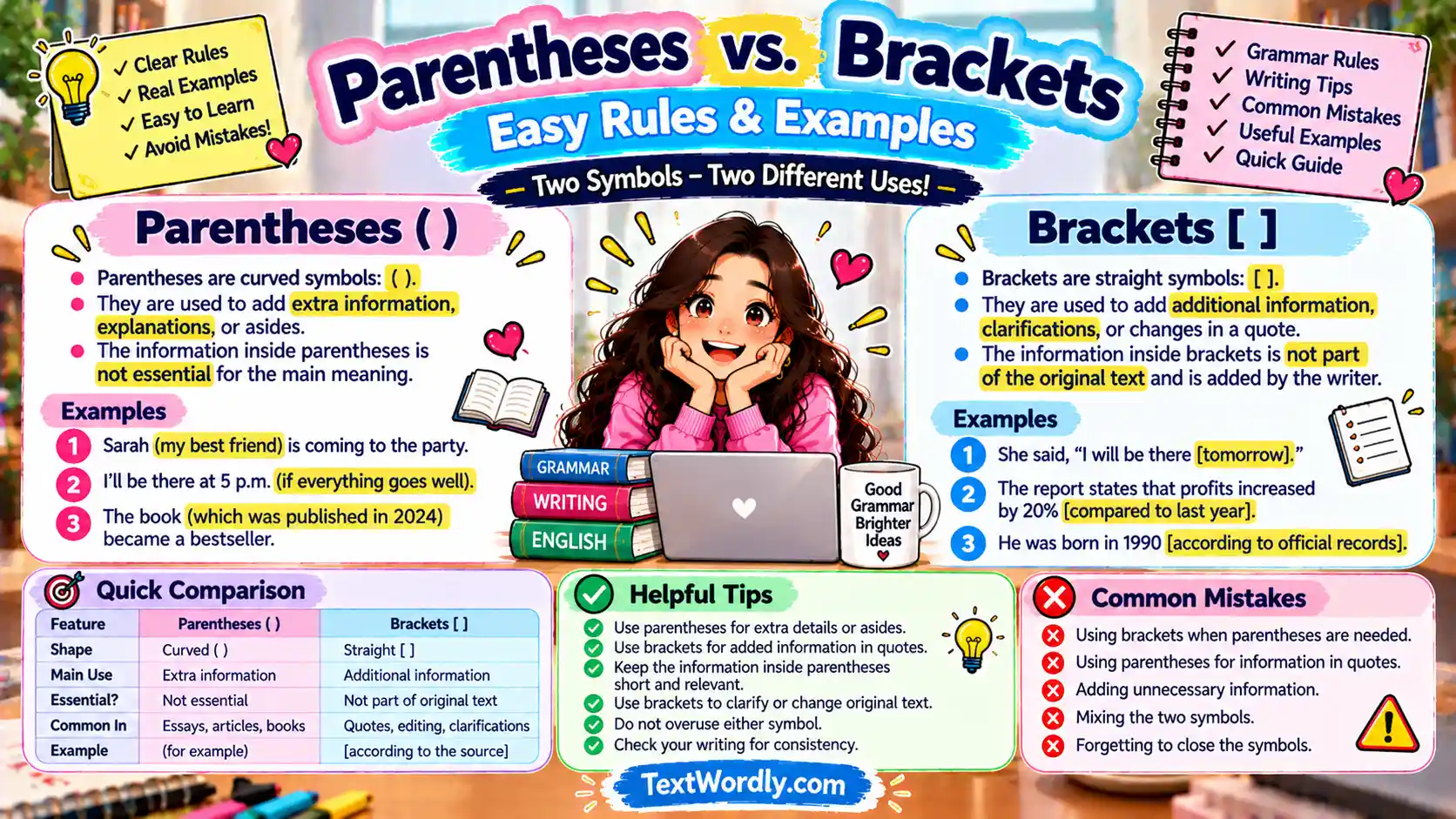 Parentheses vs Brackets: Easy Rules & Examples