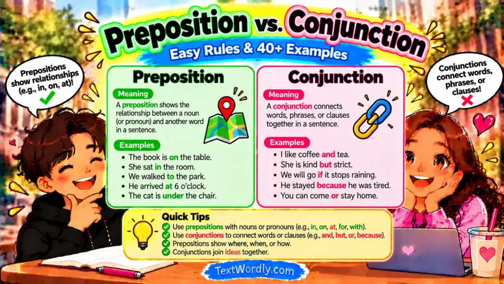 Preposition vs. Conjunction: Easy Rules & 40+ Examples