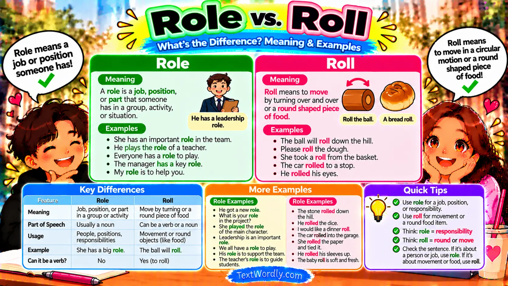 Role vs. Roll: What's the Difference? Meaning & Examples