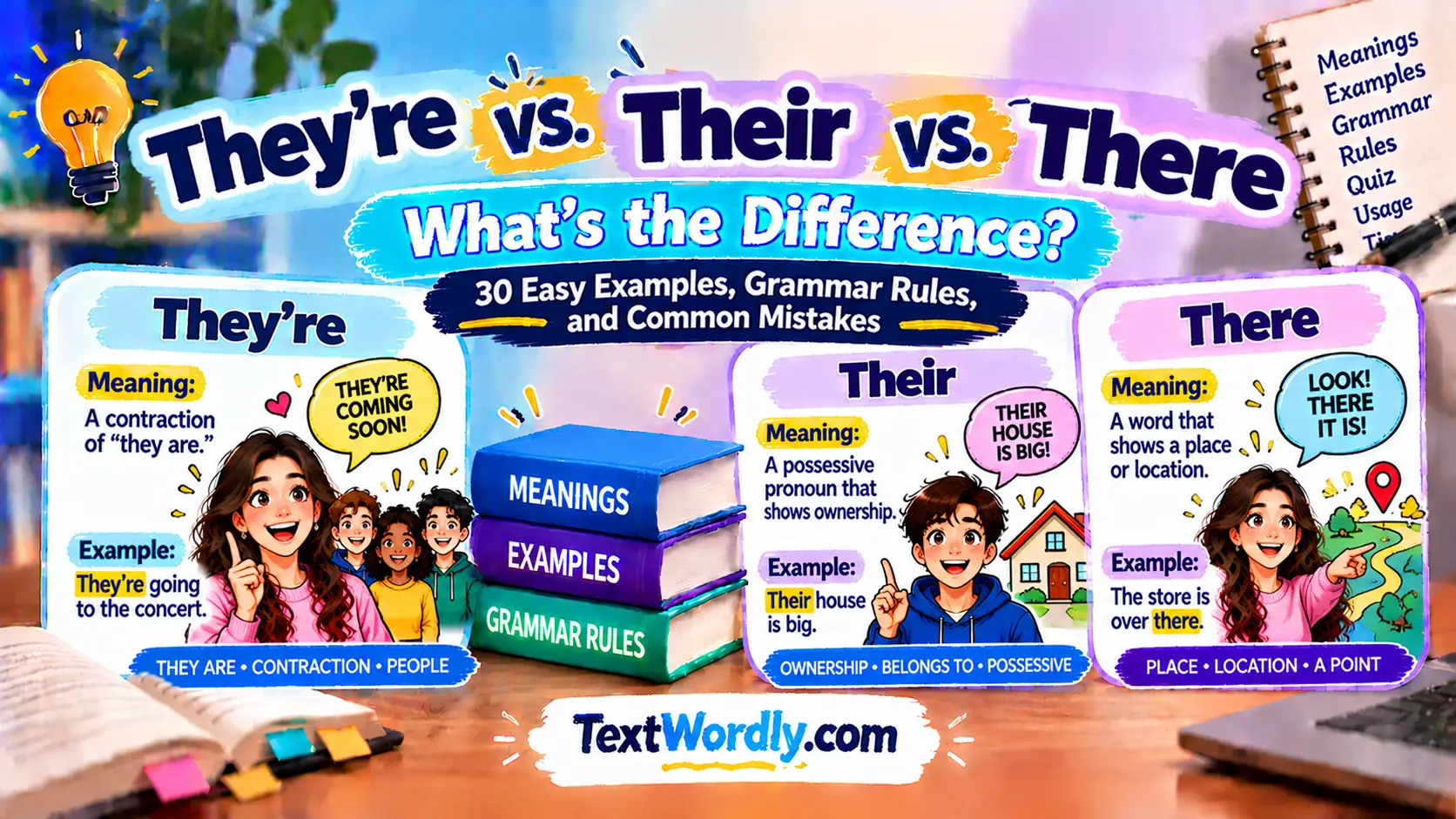 They're vs Their vs There: 30 Easy Examples, Grammar Rules, and Common Mistakes